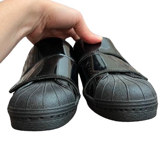Adidas Superstar 80s CF Patent Leather Sneakers Triple Black Size 5 RARE! Y2K - Picture 6 of 13